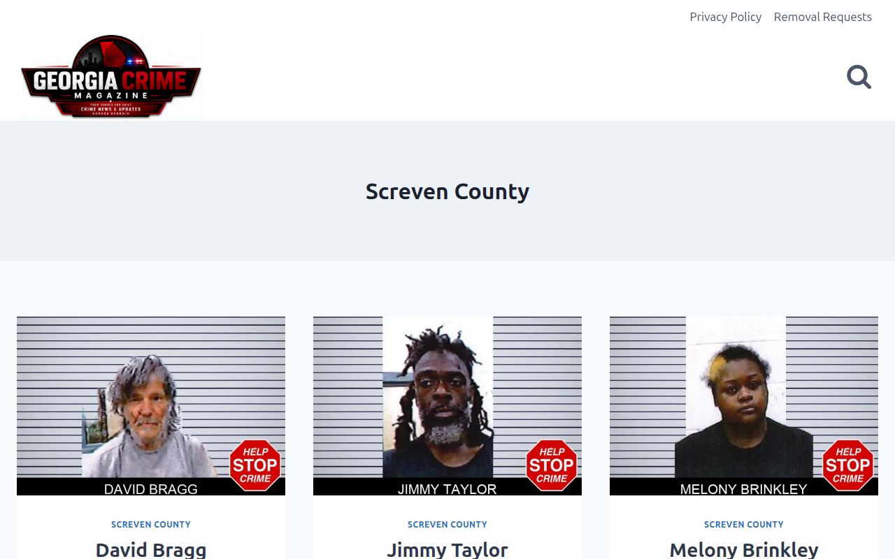 Georgia Gazette Screven County local arrest publication