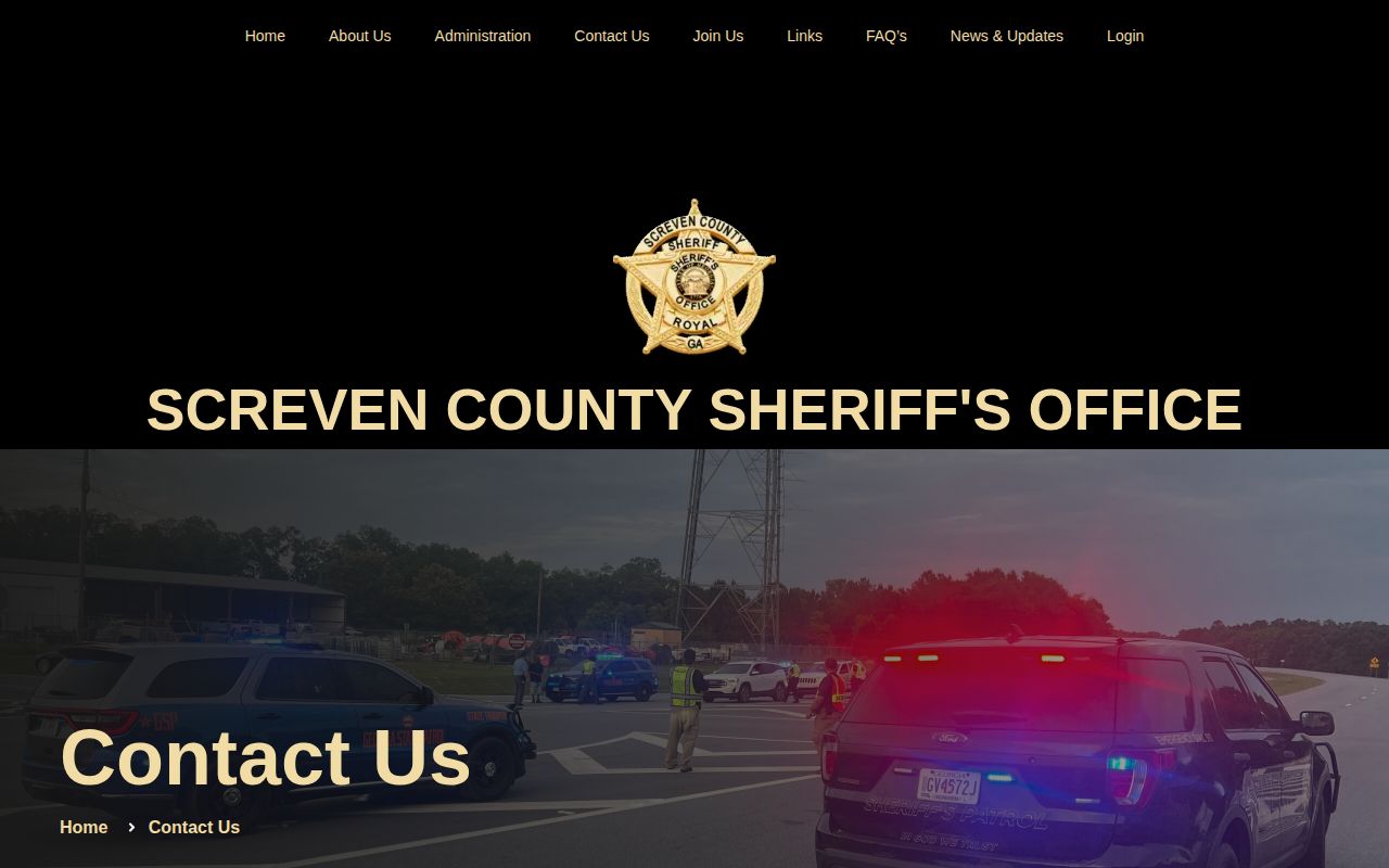 Screven County Sheriff contact page for booking records
