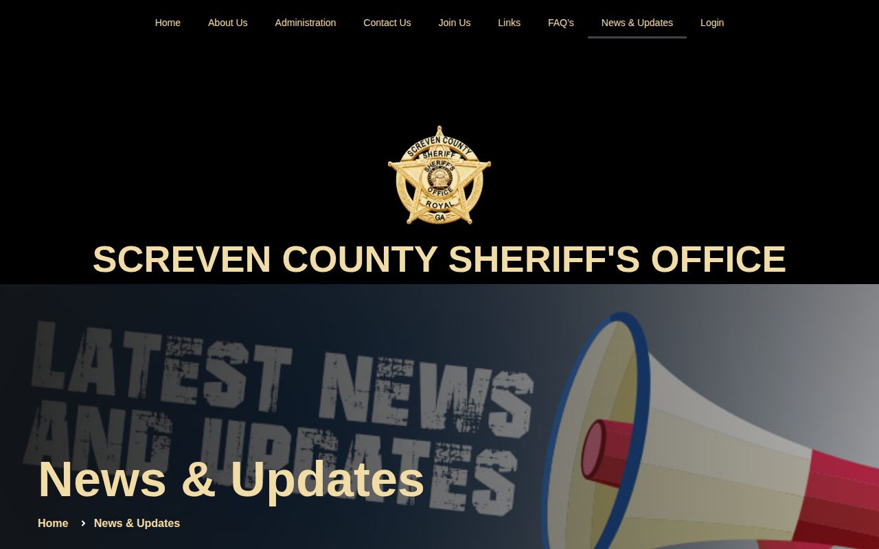Screven County Sheriff selected news and jail report page